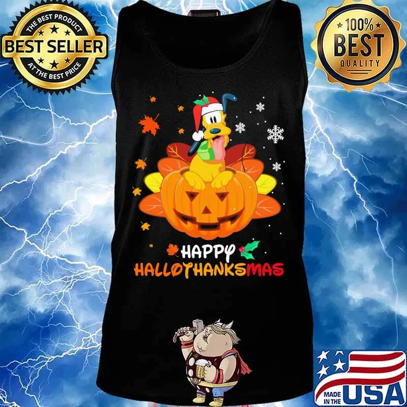 Pluto happy hallothanksmas halloween thanksgiving christmas s Tank top