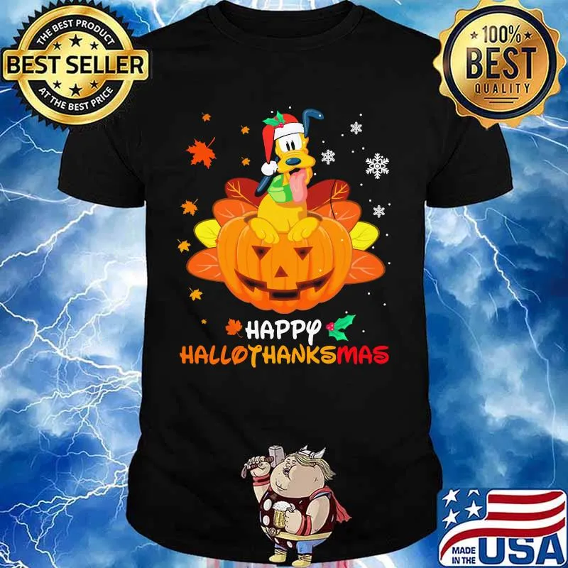 Pluto happy hallothanksmas halloween thanksgiving christmas shirt