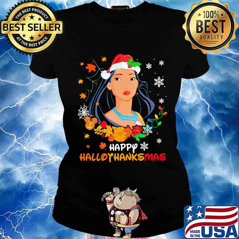 Pocahontas happy hallothanksmas halloween thanksgiving christmas s Ladies tee