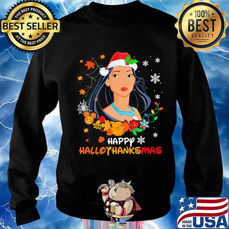Pocahontas happy hallothanksmas halloween thanksgiving christmas s Sweater