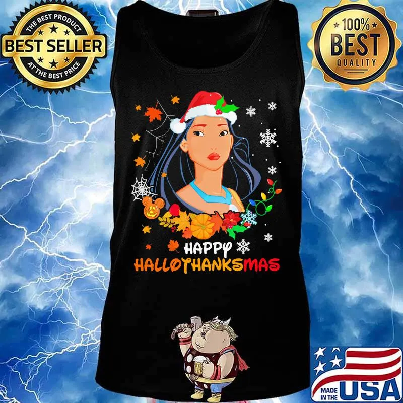 Pocahontas happy hallothanksmas halloween thanksgiving christmas s Tank top