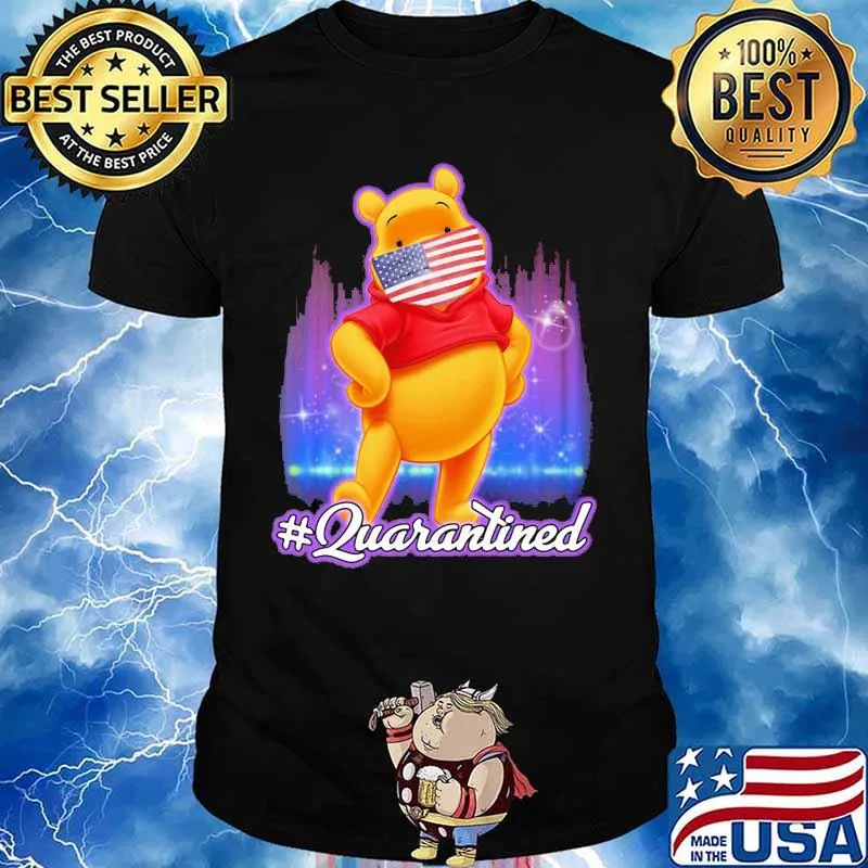Pooh mask american flag quarantined shirt