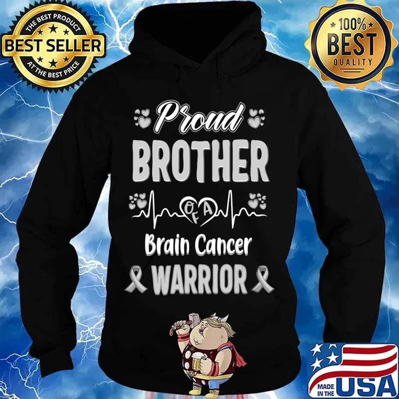 proud Brother Brain cancer warrior awareness ribbon Grey T-Shirt Hoodie