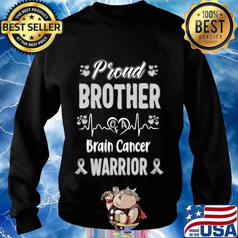 proud Brother Brain cancer warrior awareness ribbon Grey T-Shirt Sweater