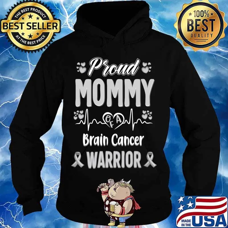proud Mommy Brain cancer warrior awareness ribbon Grey T-Shirt Hoodie