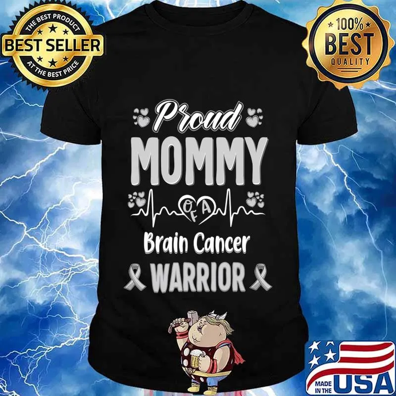 proud Mommy Brain cancer warrior awareness ribbon Grey T-Shirt