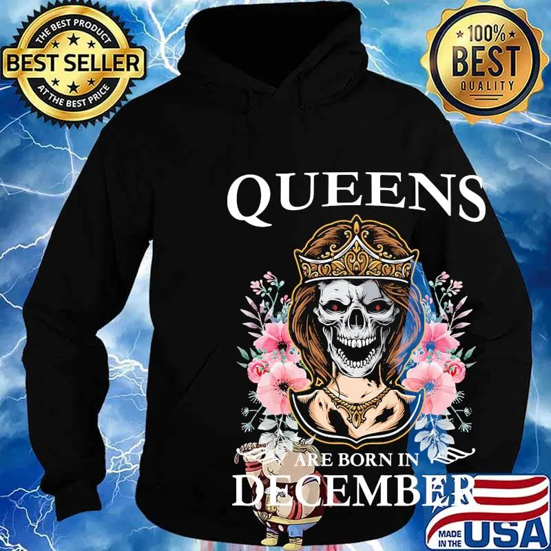 Queens are born in december skull flower s Hoodie