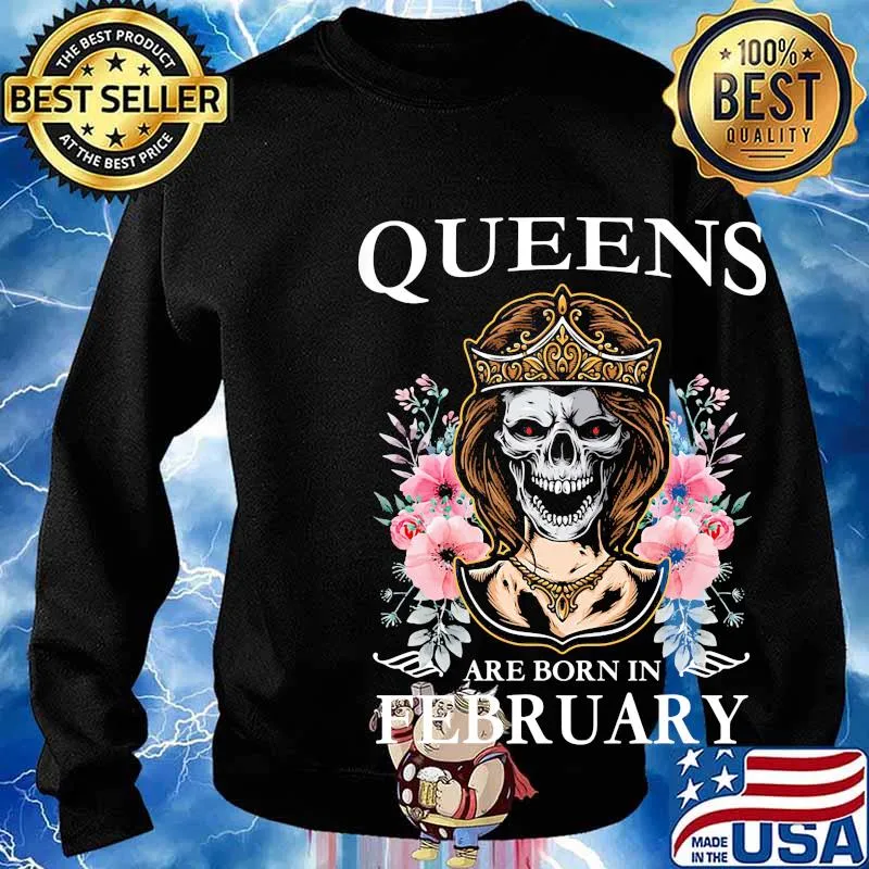 Queens are born in february skull flower s Sweater