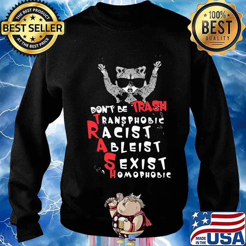 Raccoon don't be trash transphobic racist ableist sexist homophobic shirtv Sweater