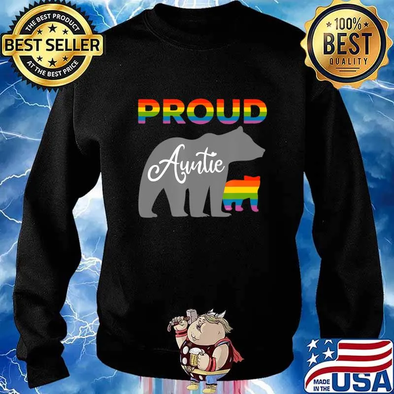 Rainbow Pride Flag Bear Proud Auntie and Gay Cub T-Shirt Sweater