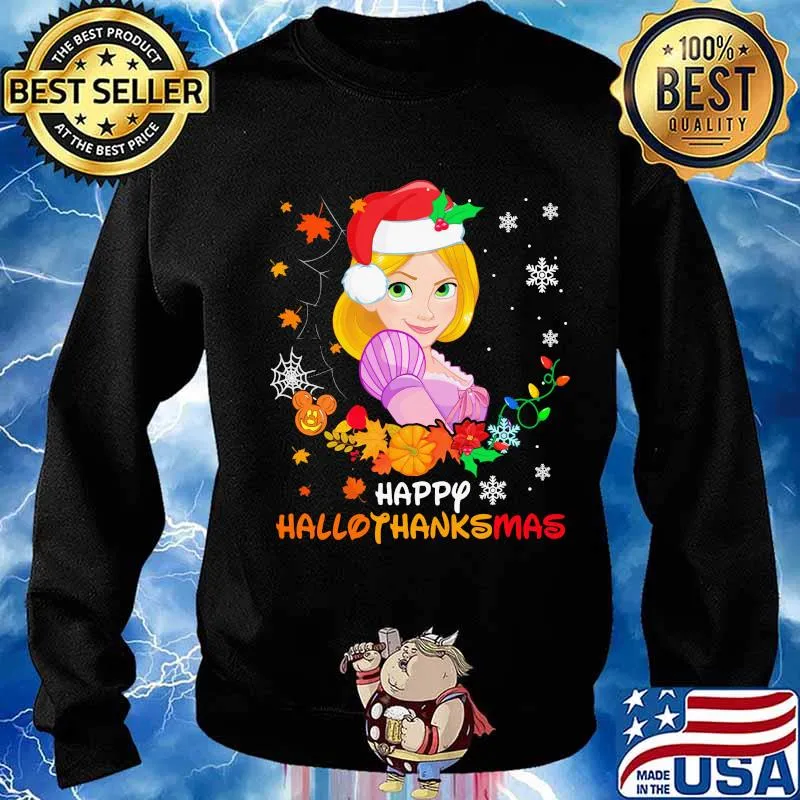 Rapunzel happy hallothanksmas halloween thanksgiving christmas s Sweater