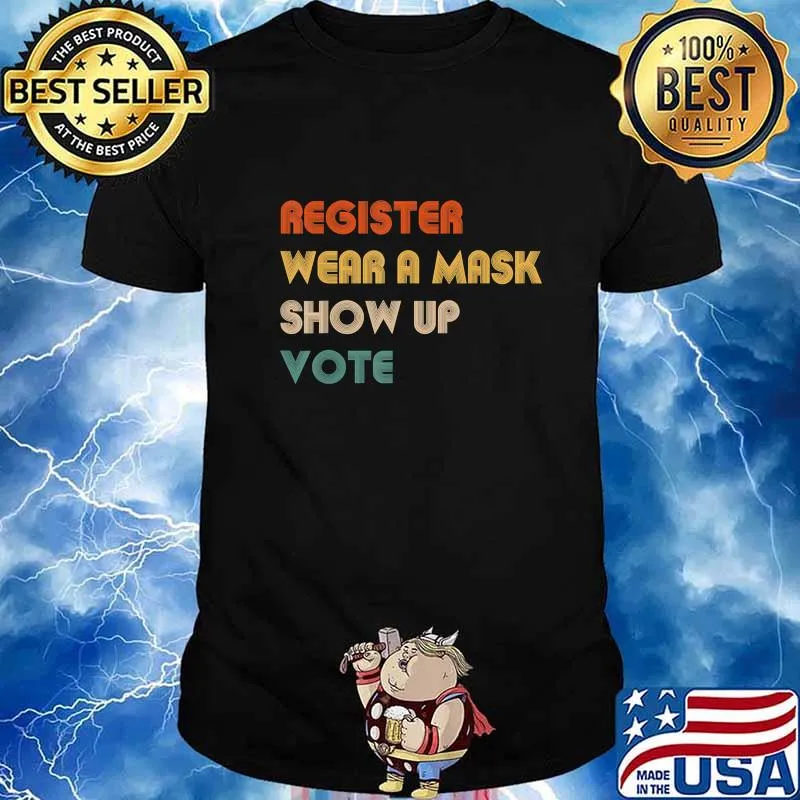 Register Wear A Mask & Vote 2020 Retro Political Election T-Shirt