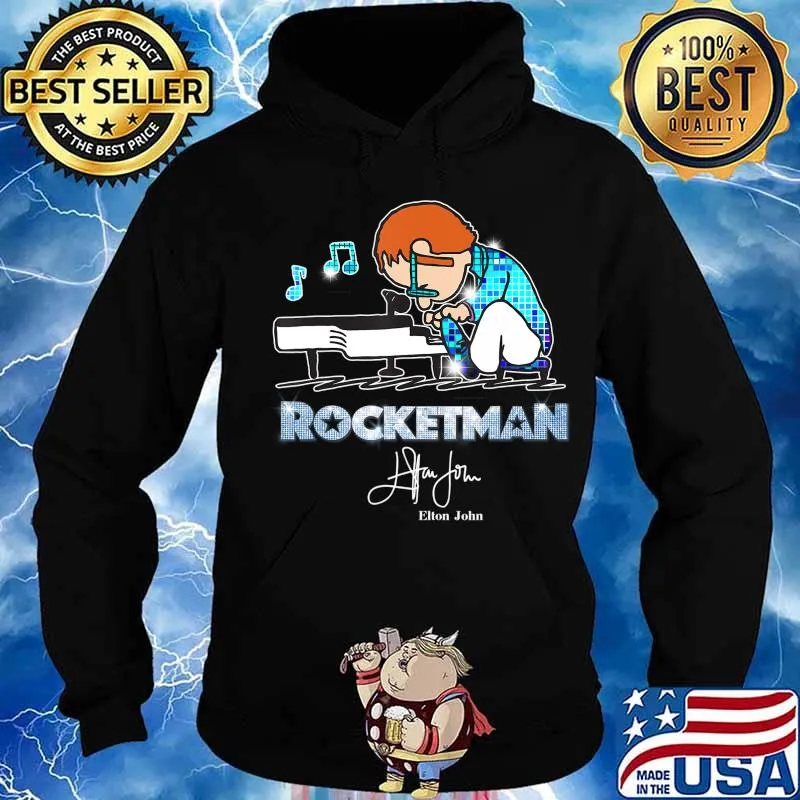 Retro Elton tshirt John Peanuts Playing Piano Rocketman Gift T-Shirt Hoodie