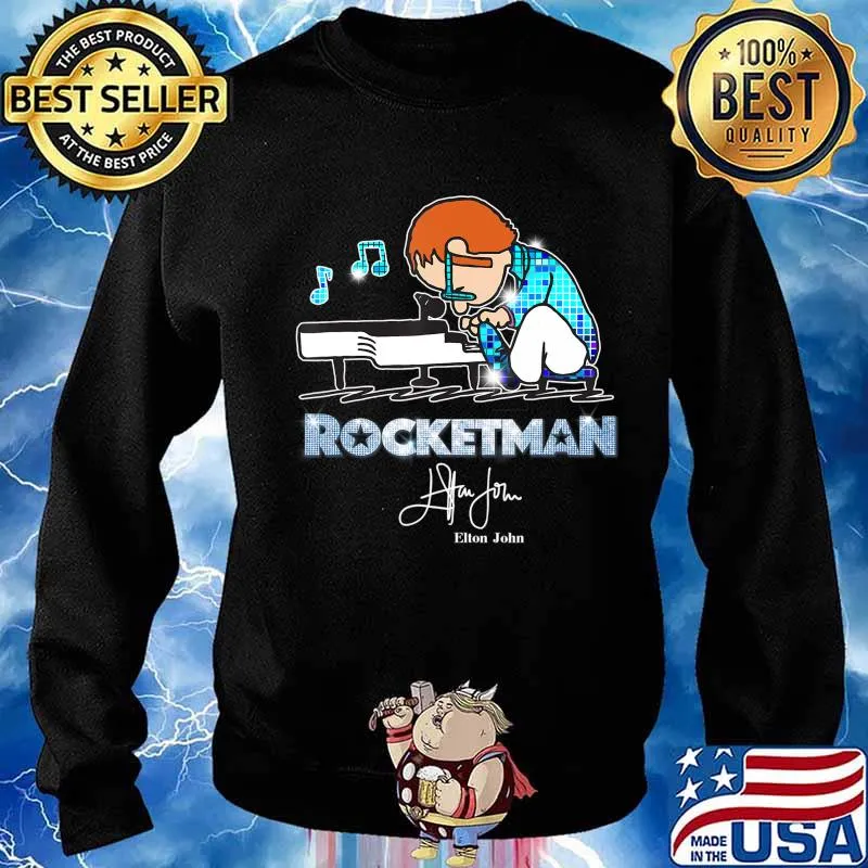 Retro Elton tshirt John Peanuts Playing Piano Rocketman Gift T-Shirt Sweater