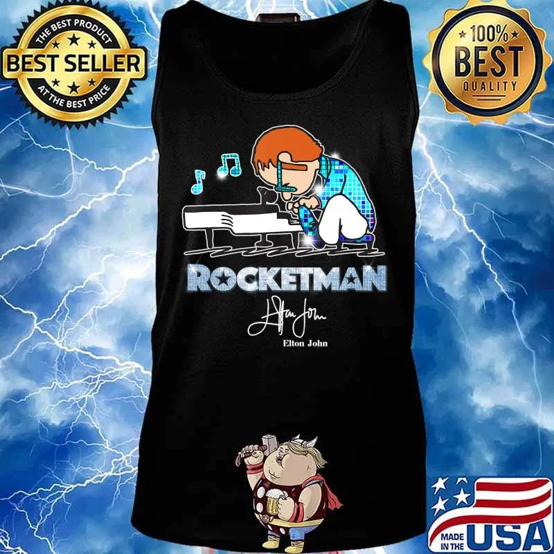 Retro Elton tshirt John Peanuts Playing Piano Rocketman Gift T-Shirt Tank top