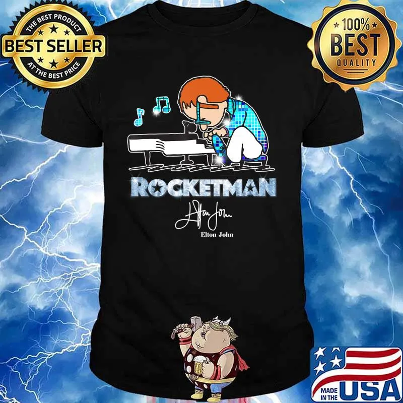 Retro Elton tshirt John Peanuts Playing Piano Rocketman Gift T-Shirt