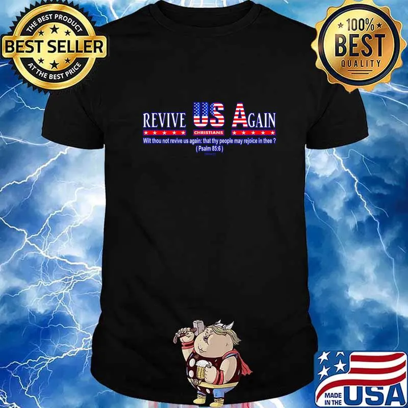 Revive USA American Christian Stars & Stripes Flag Revival T-Shirt