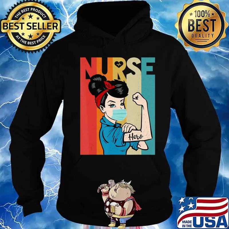 Rosie The Riveter Vintage Nurse with face mask T-Shirt Hoodie