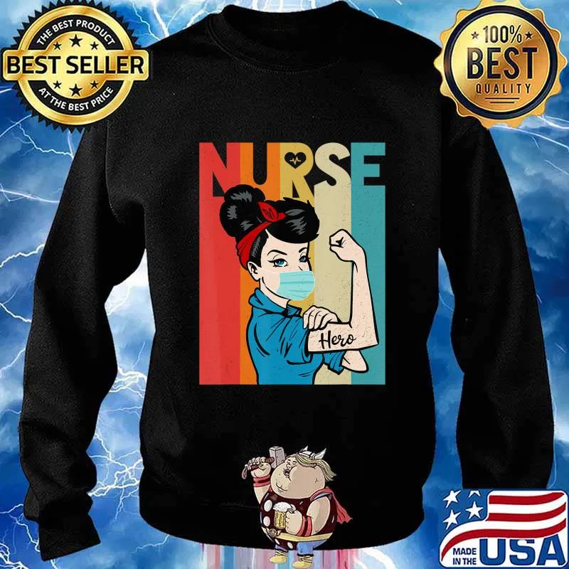 Rosie The Riveter Vintage Nurse with face mask T-Shirt Sweater