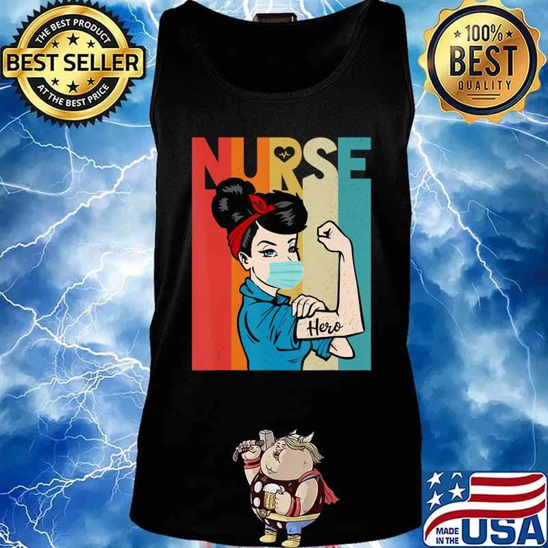 Rosie The Riveter Vintage Nurse with face mask T-Shirt Tank top
