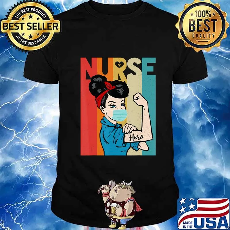 Rosie The Riveter Vintage Nurse with face mask T-Shirt