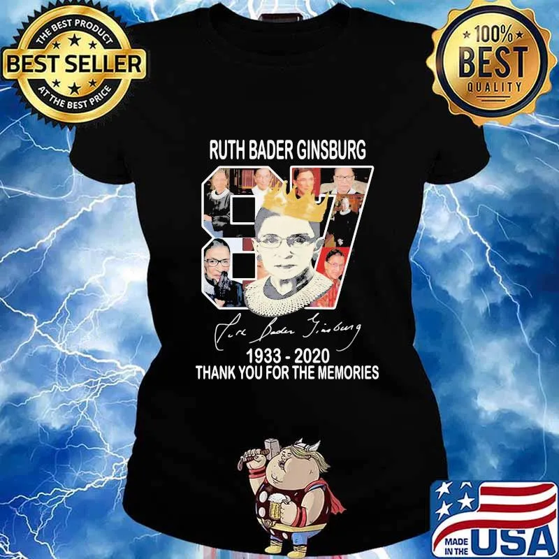 Ruth bader ginsburg 87 fire band jimbung 1933 - 2020 thank you for the memories s Ladies tee