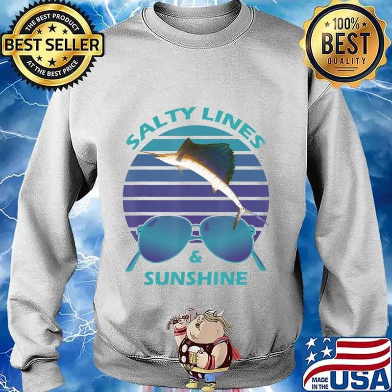 Salty Lines & Sunshine Retro Sunset with Marlin T-Shirt Sweater