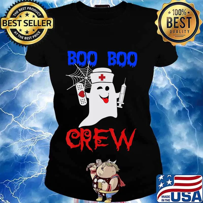 scary Halloween Boo Crew Nurse Ghost for Nursing T-Shirt Ladies tee