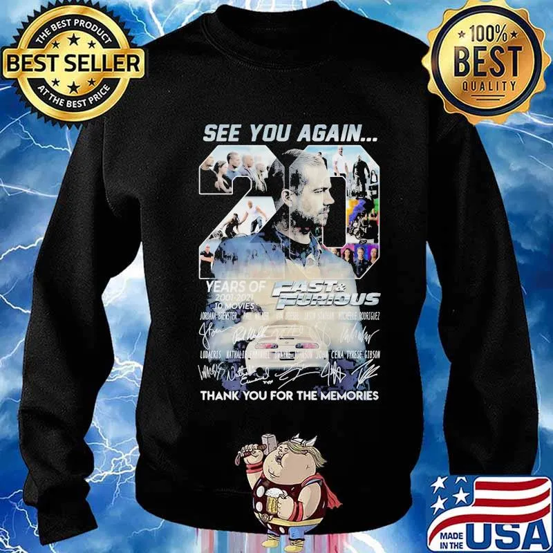 See you again 20 years of 2011 2021 fast and furious thank you for the memories signatures s Sweater