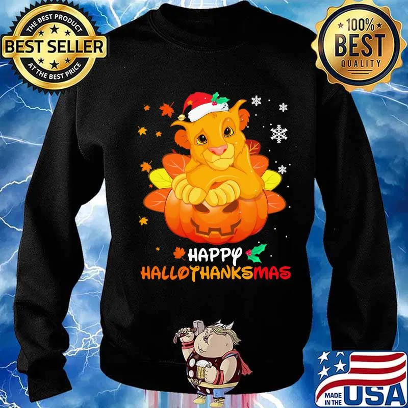 Simba happy hallothanksmas halloween thanksgiving christmas shirtSimba happy hallothanksmas halloween thanksgiving christmas s Sweater