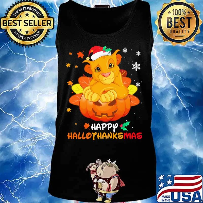 Simba happy hallothanksmas halloween thanksgiving christmas shirtSimba happy hallothanksmas halloween thanksgiving christmas s Tank top