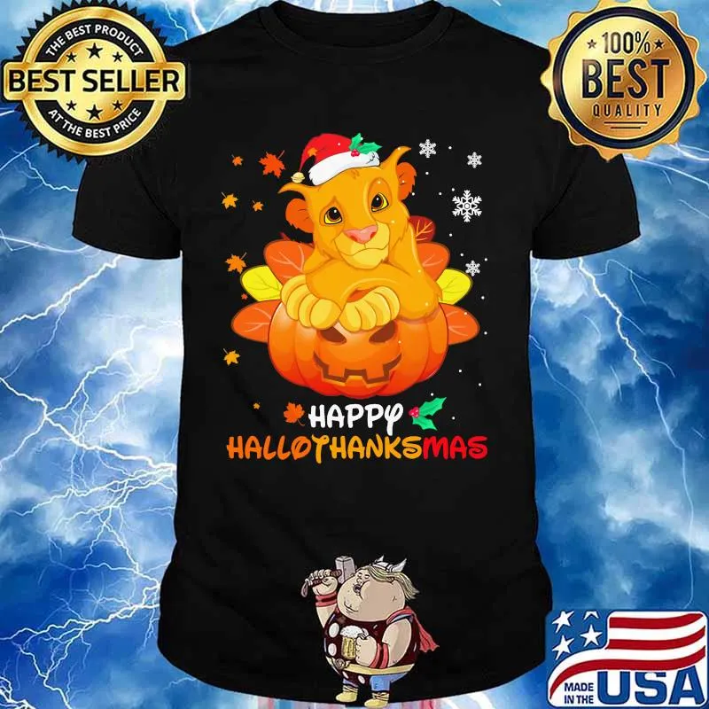 Simba happy hallothanksmas halloween thanksgiving christmas shirtSimba happy hallothanksmas halloween thanksgiving christmas shirt