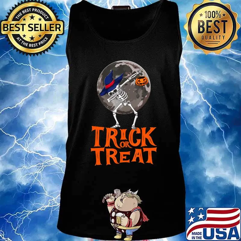 Skeleton Dab Trick Or Treat Shirt Women Funny Halloween T-Shirt Tank top