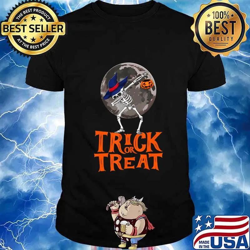 Skeleton Dab Trick Or Treat Shirt Women Funny Halloween T-Shirt