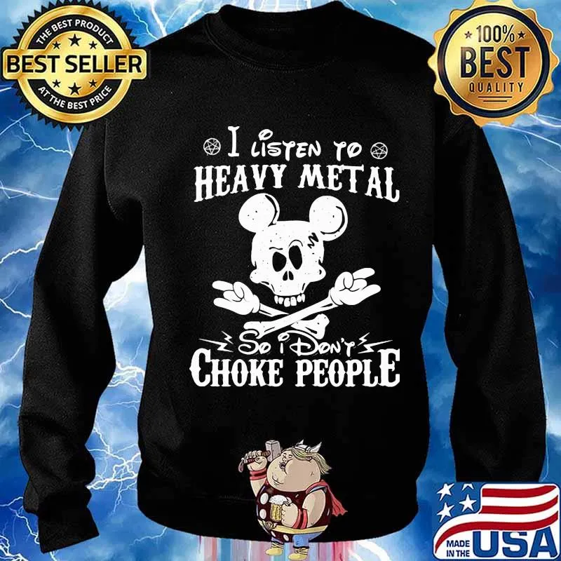 Skull mickey mouse i listen to heavy metal so i don't choke people s Sweater