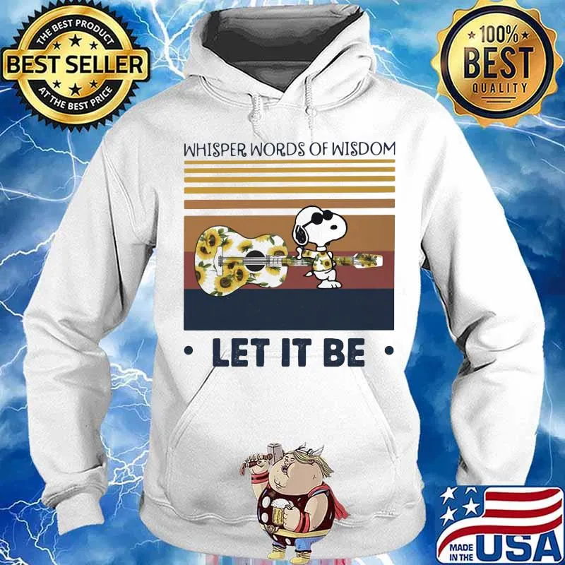 Snoopy guitar sunflowers whisper words of wisdom let it be vintage retro s Hoodie