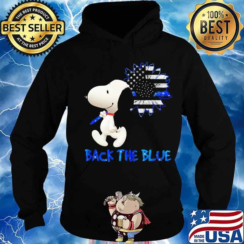 Snoopy holding sunflower back the blue american flag s Hoodie