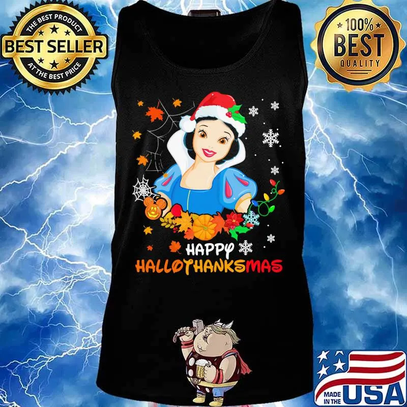 Snow white happy hallothanksmas halloween thanksgiving christmas s Tank top