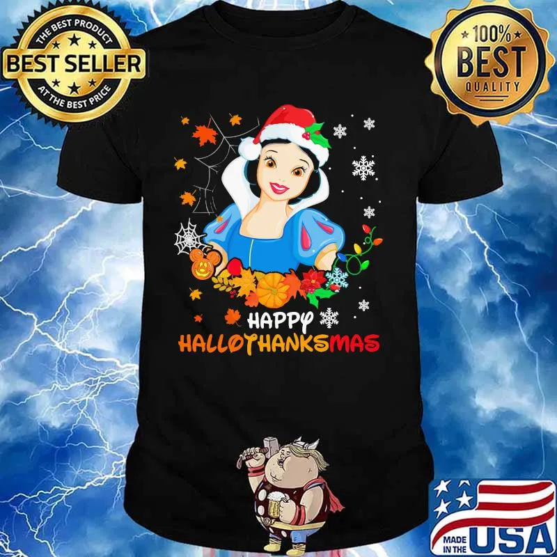 Snow white happy hallothanksmas halloween thanksgiving christmas shirt