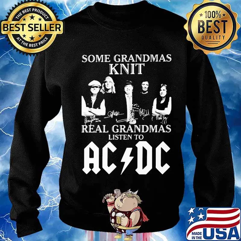Some grandmas knit grandmas listen to acdc signatures s Sweater