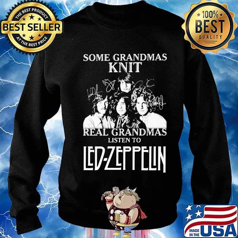 Some grandmas knit grandmas listen to led-zeppelin signatures s Sweater