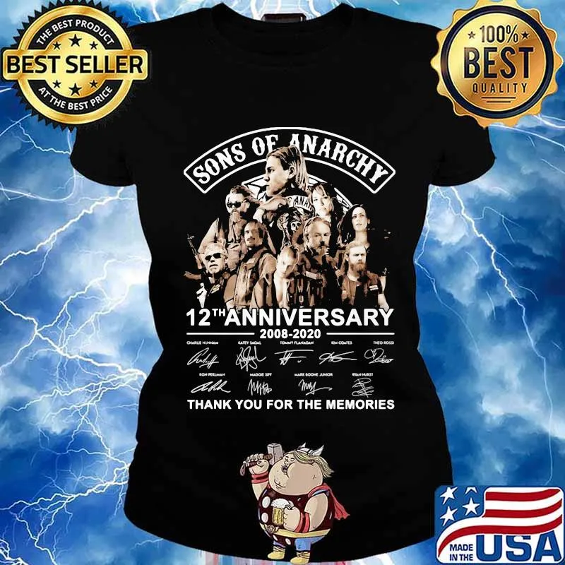 Sons of anarchy 12th anniversary 2008 2020 thank for the memories characters signatures s Ladies tee