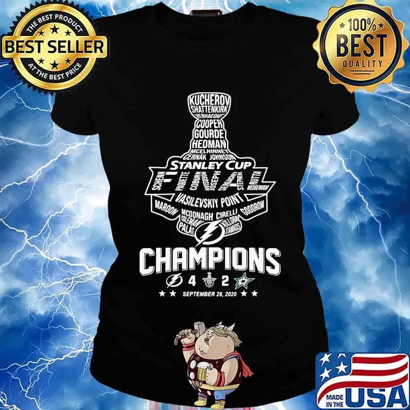 Stanley cup final vasilevskiy point maroon mcdonagh cirelli goodrow champions 2020 Ladies tee