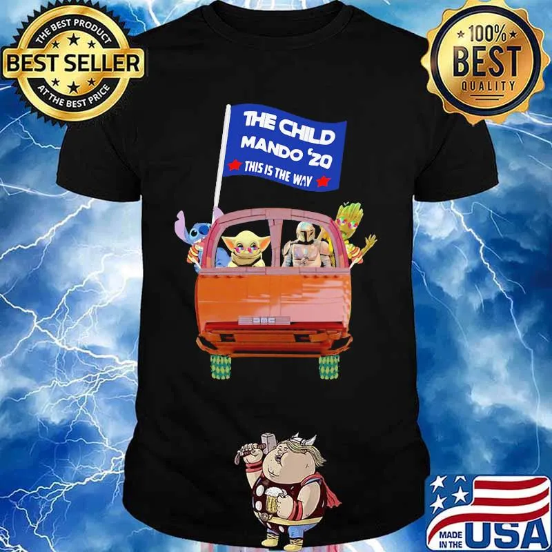Star wars characters riding car the child mando 2020 this is the way shirt