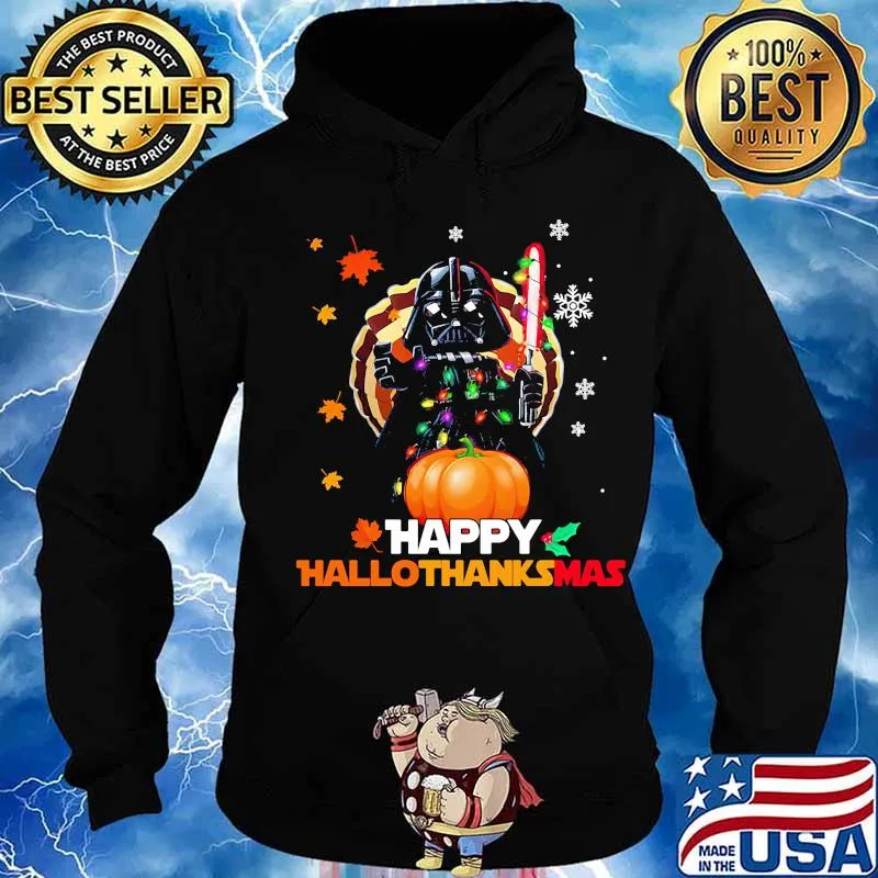 Star wars darth vader happy hallothanksmas halloween thanksgiving christmas s Hoodie