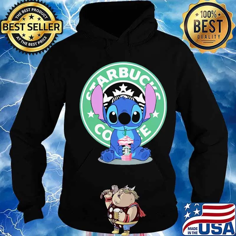 Stitch drinking starbucks coffee logo s Hoodie
