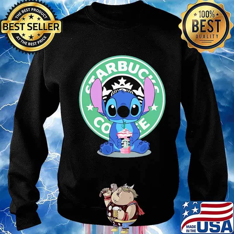 Stitch drinking starbucks coffee logo s Sweater