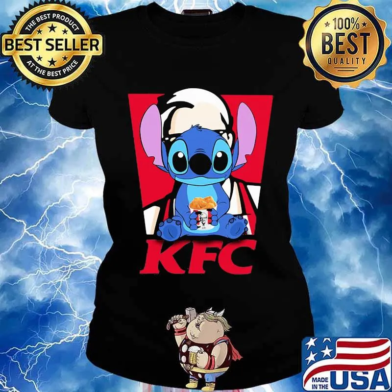 Stitch eating kfc logo s Ladies tee