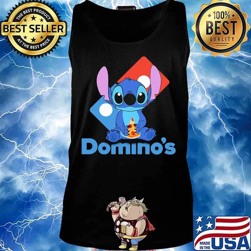 Stitch eating pizza domino's logo s Tank top