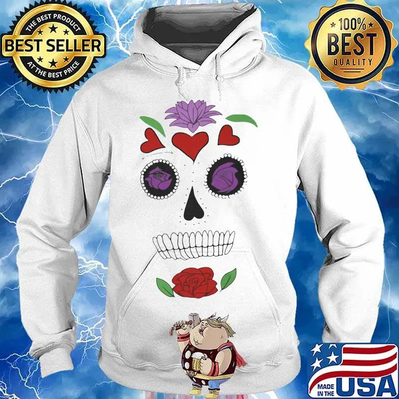 Sugar skull flowers hearts s Hoodie